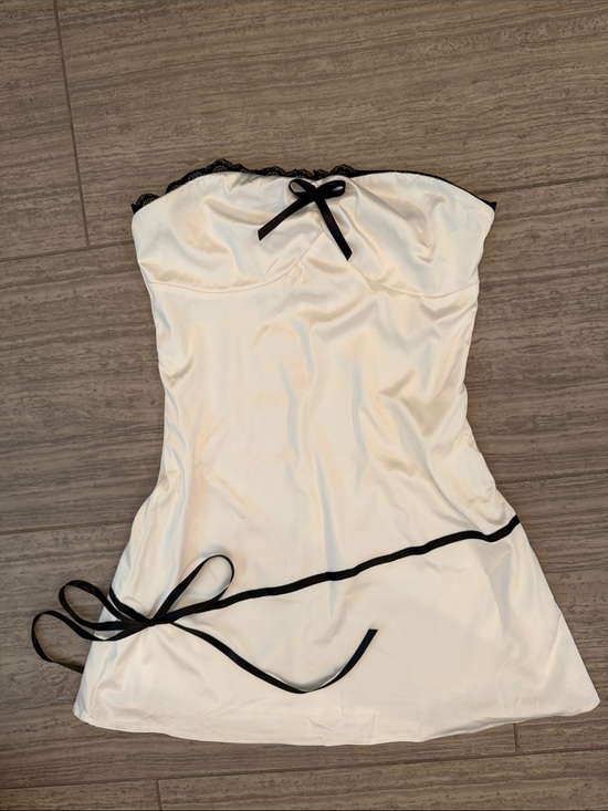 Peppermayo Dresses & Skirts - Peppermayo White Satin Slip with Black Lace Trim